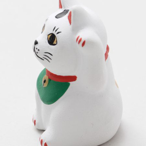 民芸陶器みくじ 招き猫 白 招き猫 antique art nozomi 通販 18745021
