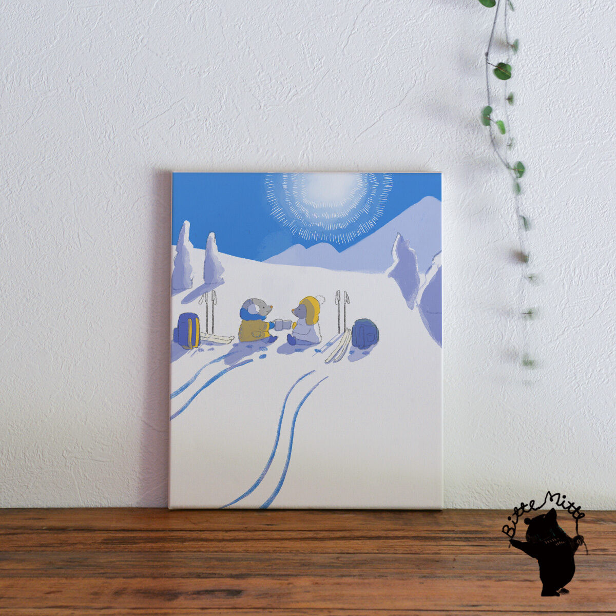 アートパネル かわいい 冬 雪 スキー ☆新居 引っ越し祝い 結婚祝いに☆