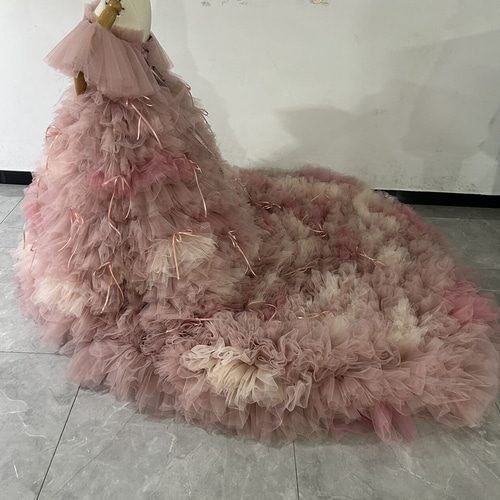 値下げしました！】くすみピンク ボリューム チュール ティアード