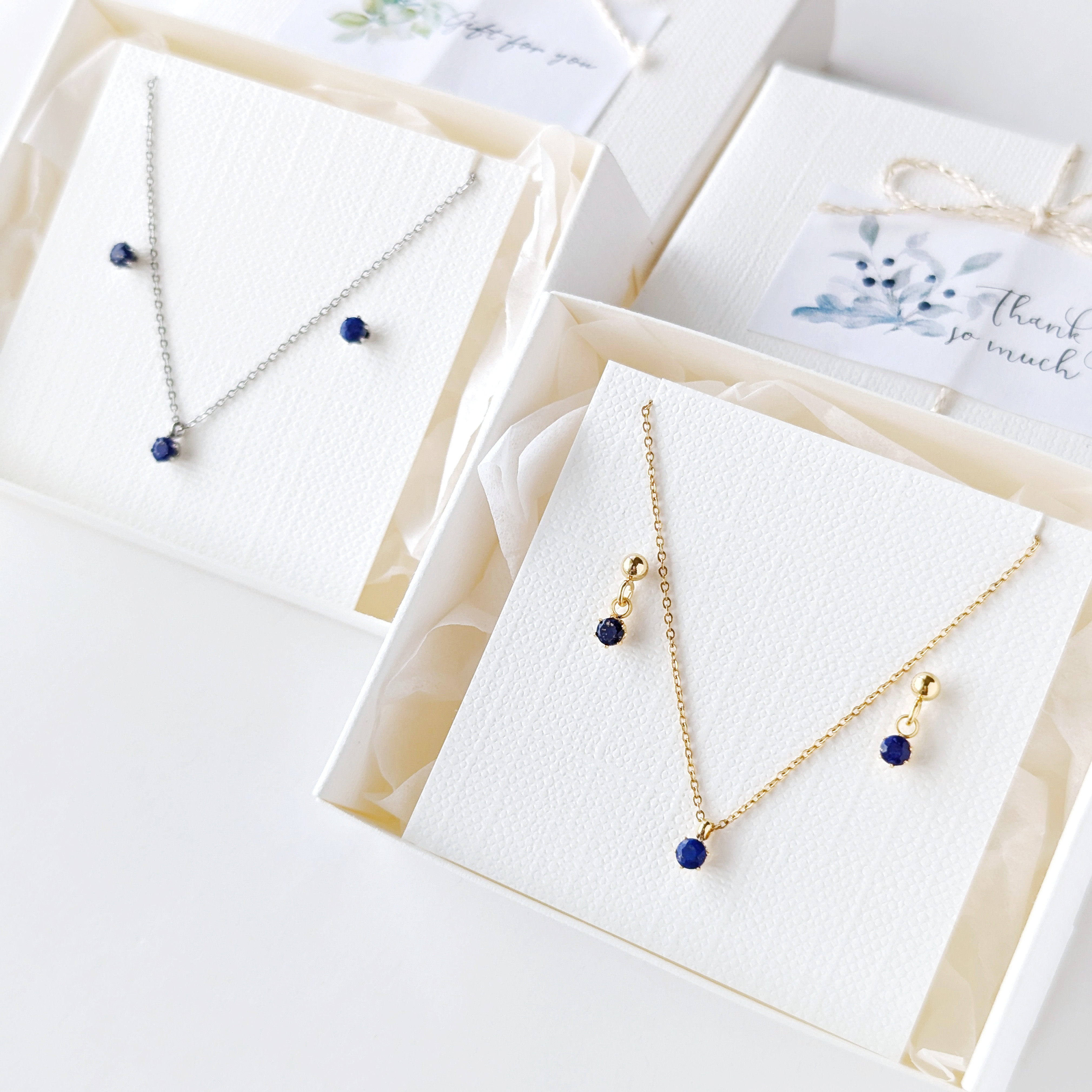 《選べるデザイン》＊2点セット＊ ラピスラズリの1粒プチピアス/イヤリング＆ネックレスセット