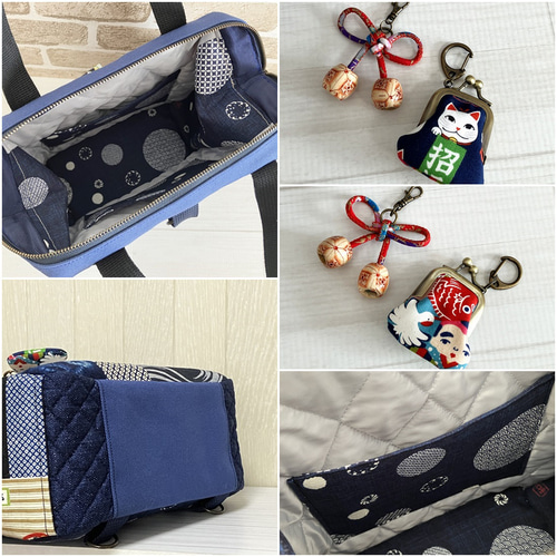 【75番】ハンドメイド　和柄　刺し子とパッチワークのリュック　男女兼用 75番】ハンドメイド 和柄 刺し子とパッチワークのリュック 男女兼用