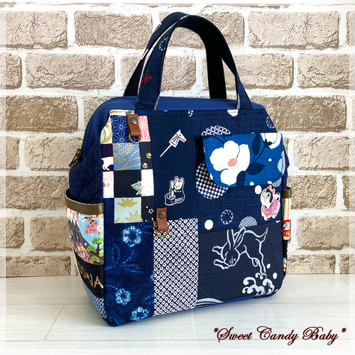 ☆小物じゃらじゃらミシンパッチ☆和柄2WAYワイヤーリュック