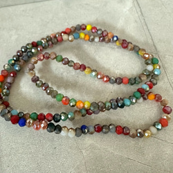 1連 3mm×2mm キラキラ 多面 ガラス ビーズ カラフル 5枚目の画像