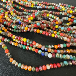 1連 3mm×2mm キラキラ 多面 ガラス ビーズ カラフル 4枚目の画像