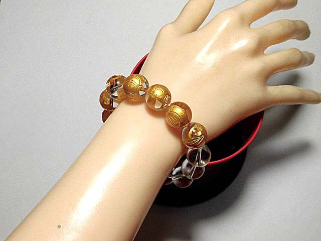 天然石 水晶七福神+水晶ブレスレット 内周17.0cm 　　250720059