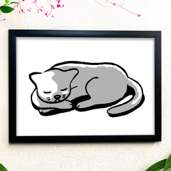 フレーム付き】イラスト原画「猫」/透明水彩/絵画 絵画 Tamooo フレーム付き】イラスト原画「猫」/透明水彩/絵画 絵画 Tamooo