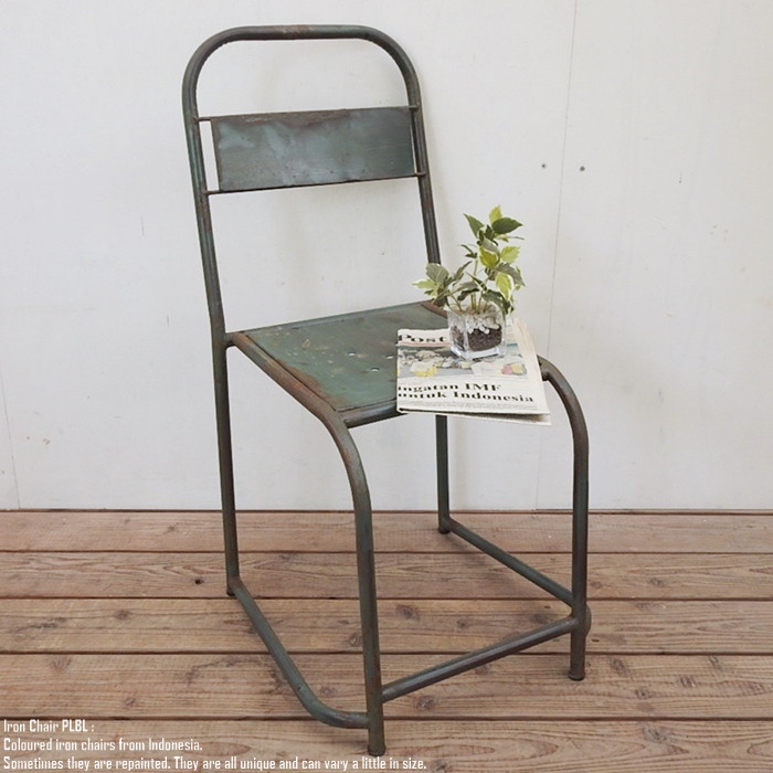 積み重ねできる アイアンチェア グリーン 緑 鉄製 スツール 椅子 いす スチール スタッキング インダストリアル