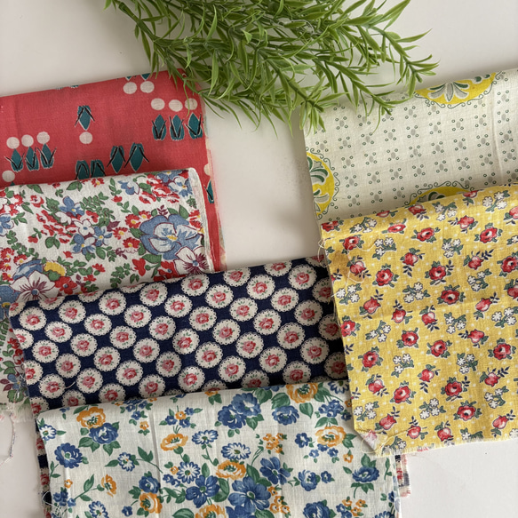 フィードサック・ヴィンテージファブリック2枚セット⑤【23〜24cm