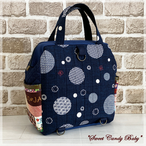 ☆小物じゃらじゃらミシンパッチ☆和柄2WAYワイヤーリュック