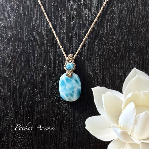 『精玲』高品質ラリマーのマクラメペンダントネックレス 海衣花』高品質ラリマーのマクラメペンダントネックレス ネックレス