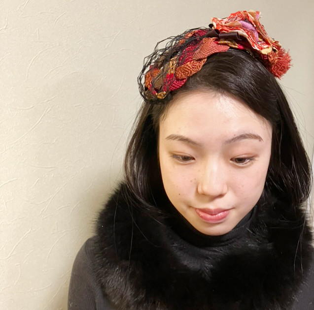 一点ものチュール付きヘッドドレス　head-dress billymodern 着物スタイルにも洋装にも