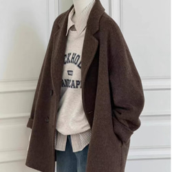 大人が着たいお洒落なウールコート イタリア製ウール100％チェック柄