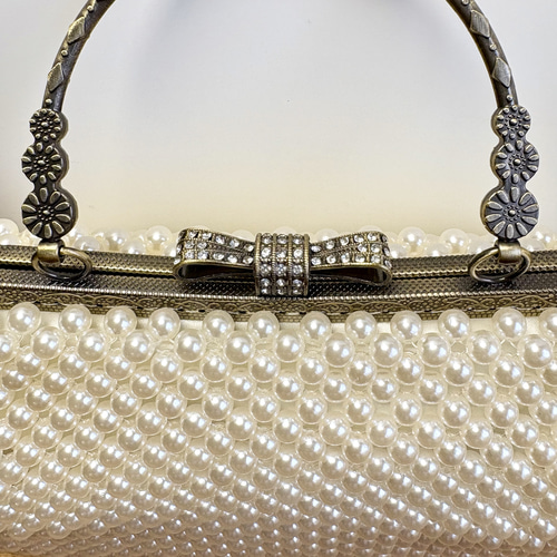 パール祭り】大人のがま口パールバッグ☆ビーズバッグ☆結婚式 披露宴