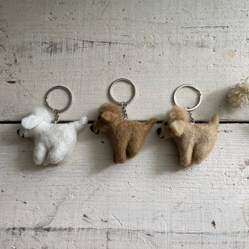 オリジナル 羊毛 フェルト プードル キーホルダー ハンドメイド 羊毛
