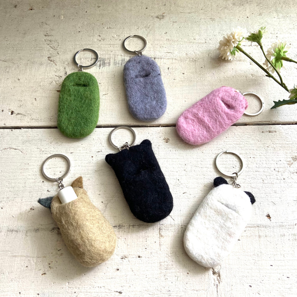 オリジナル 羊毛 フェルト リップケース 印鑑ケース ハンドメイド 5枚目の画像