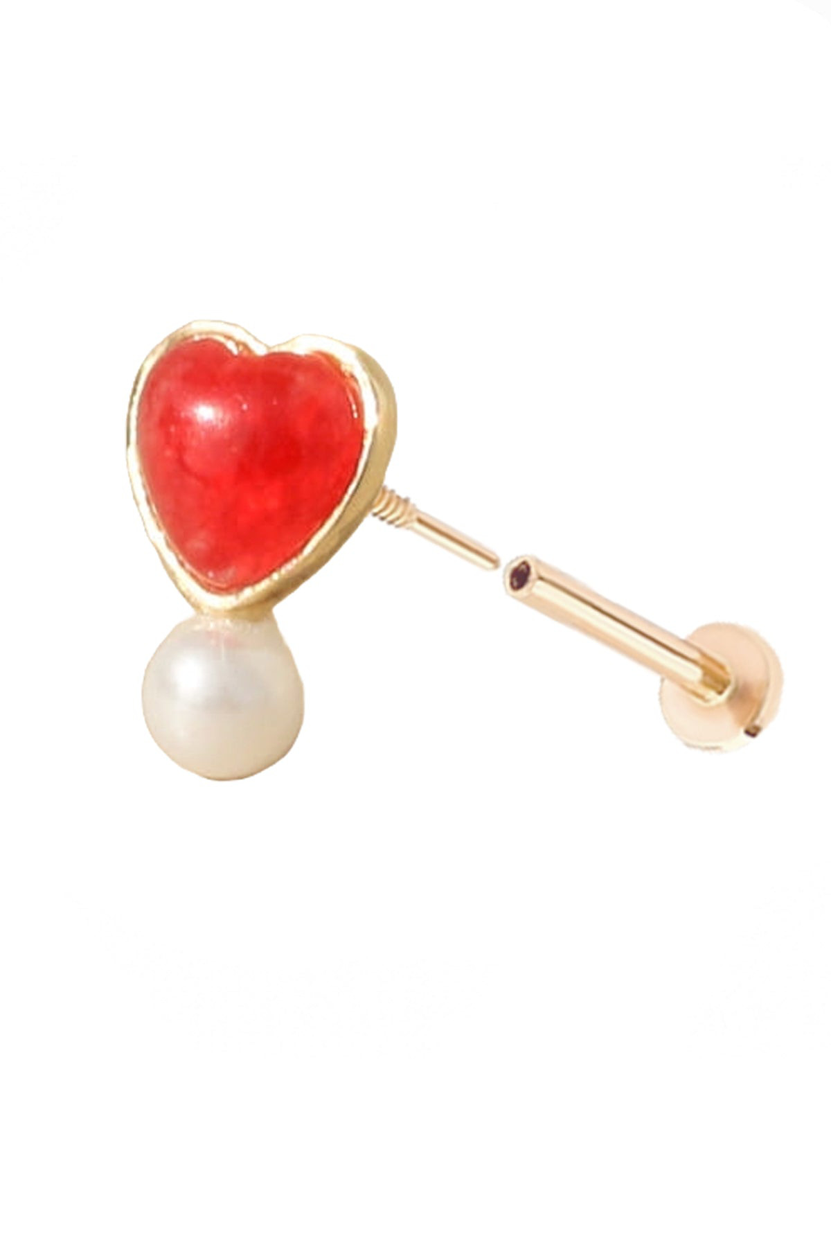 14Kゴールド 真珠パール ハート ヘリックス 軟骨 アンチトラガス インナーコンク イヤリング ピアス ラブレット