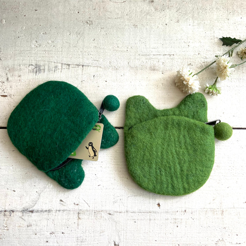 オリジナル 羊毛 フェルト カエル ポーチ ハンドメイド ポーチ orb