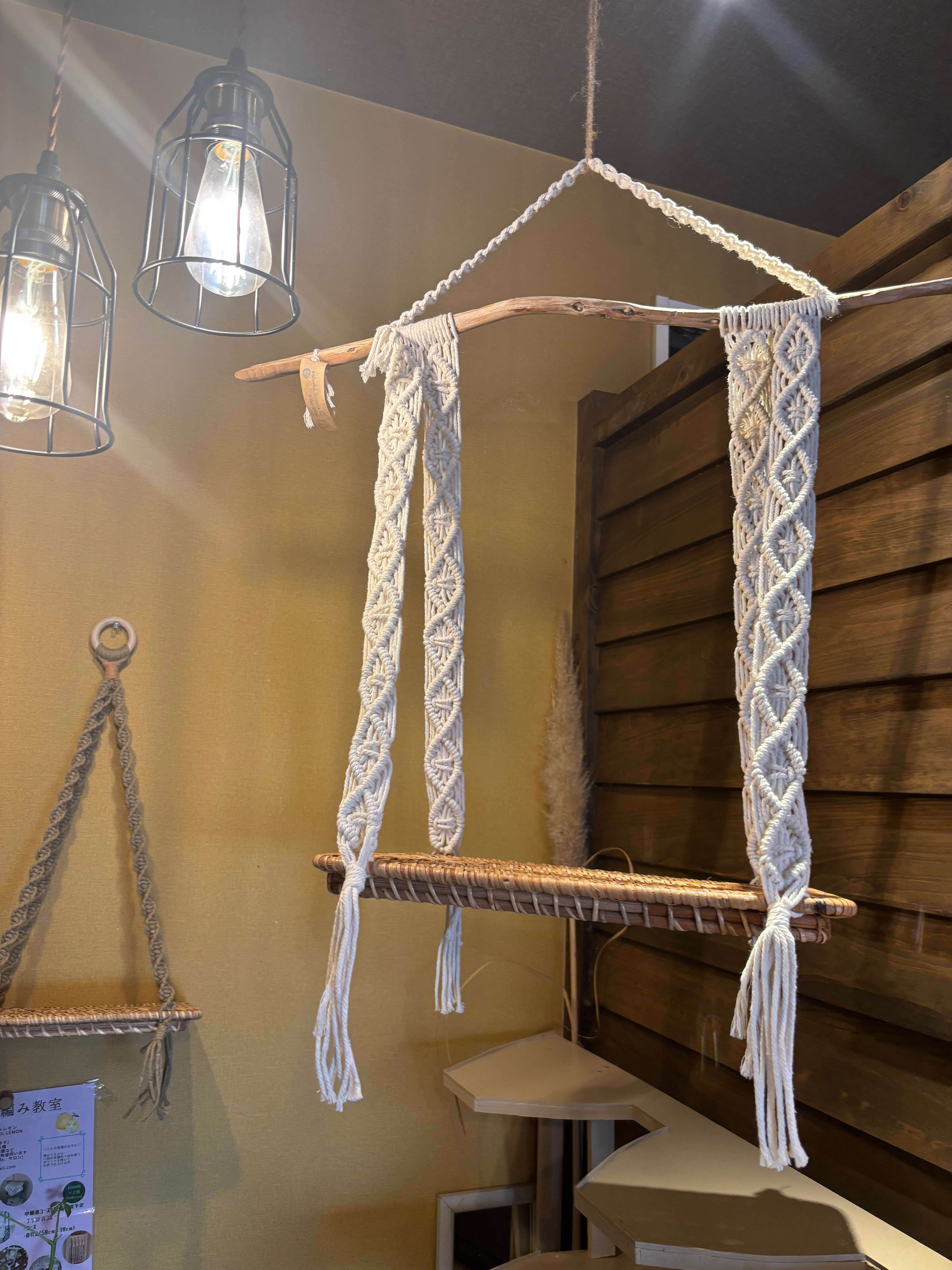 マクラメ　ラタン　シェルフ