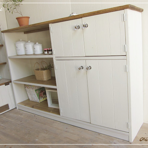 サイズ、デザインオーダー可！●４段ローラック●無垢材シャビーホワイト●受注製作 送料がかなり安くなりました！サイズデザインオーダー可！○超