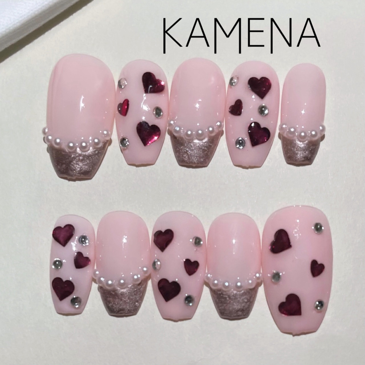 ニュアンス ガーリー ネイルチップ 韓国 ぷっくり