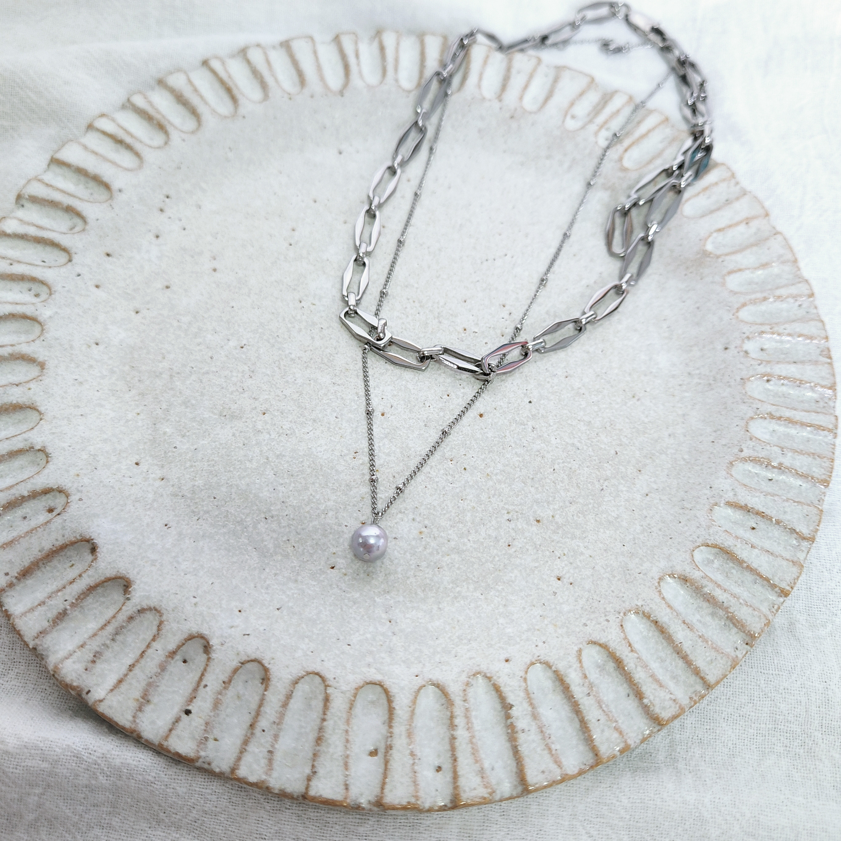 あこや真珠　3way　ペンダント　 ネックレス　【ステンレス】