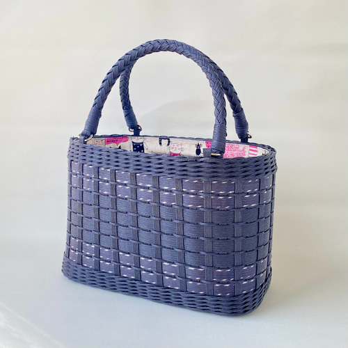 【ちょこさん専用】familiarネイビー編み込みかごバッグ ちょこさん専用】familiarネイビー編み込みかごバッグ ちょこ