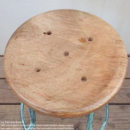 天然木 アイアンスツール ミントグリーン アンティーク風 アジアン家具