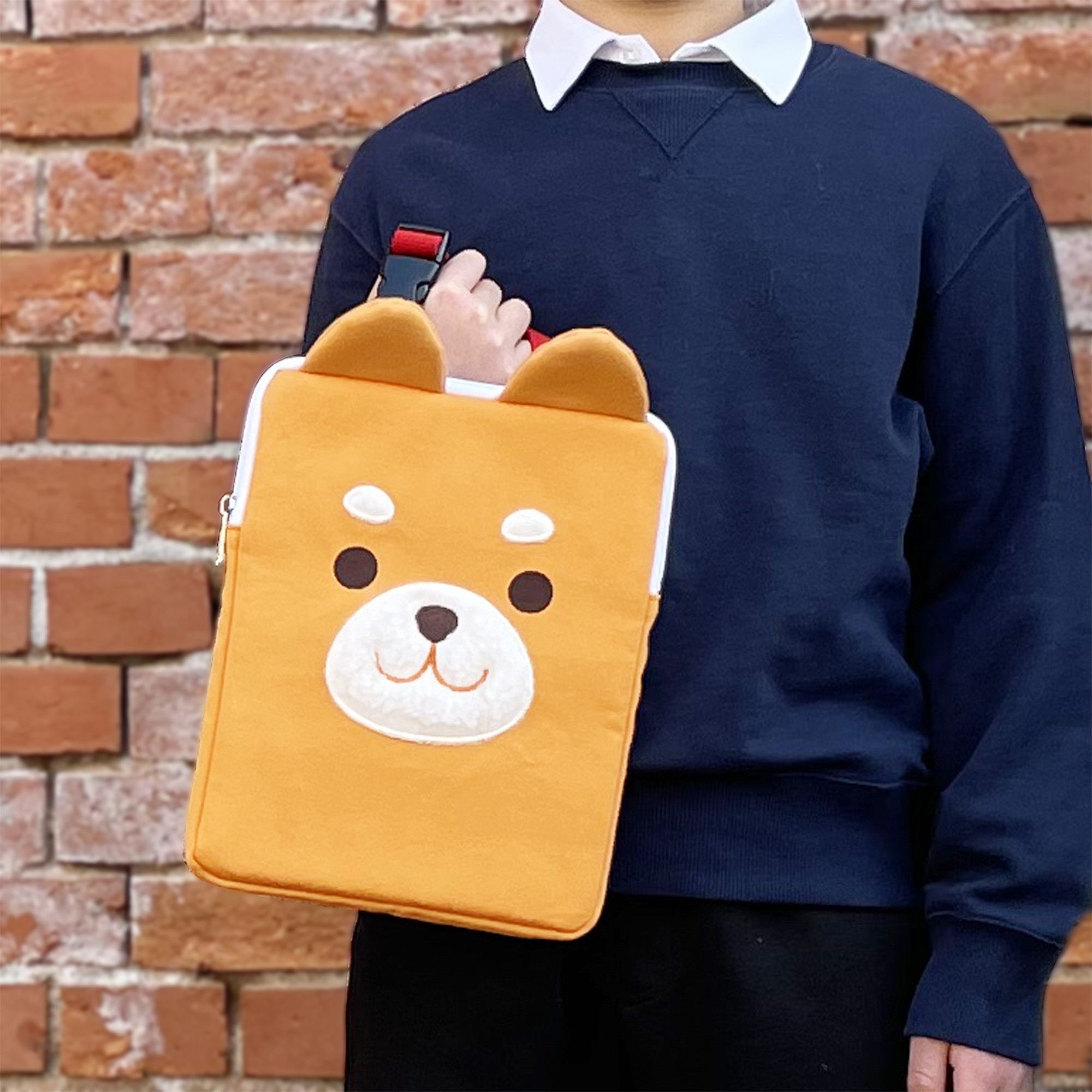 【ランドセルに入る！】もこもこ動物タブレットケース/柴犬/しば/入学祝い/進級祝い/プレゼント/小学生/ハンドル付