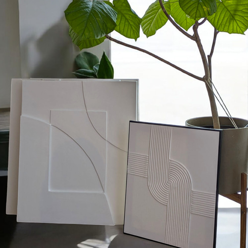 F8(45.5cm×38cm) テクスチャーアート ライン 海外インテリア パネル