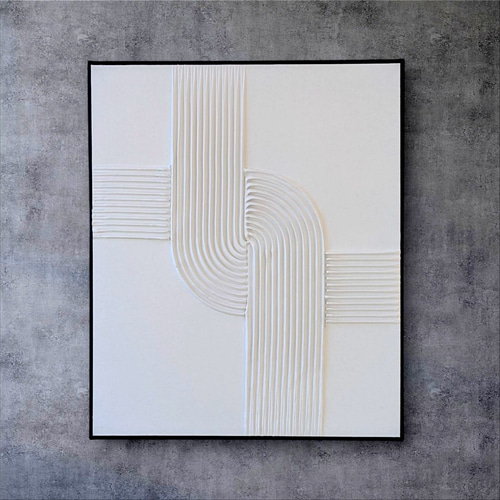 F8(45.5cm×38cm) テクスチャーアート ライン 海外インテリア パネル