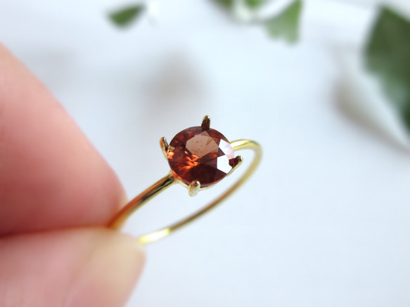天然石　ジルコン　ルース　リング　天然石アクセサリー　オーダーリング 12月の誕生石】5mm発色美アフリカ産「天然レッドジルコン