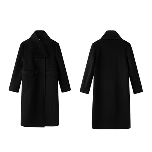 100%ウールロングコート ツイード生地ウールコート マフラー付き