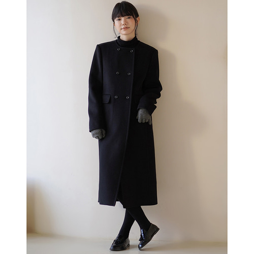 Riyo 極美品♡ランバンオンブルー ウールツイードコート ロング 100%ウールロングコート ツイード生地ウールコート マフラー付き