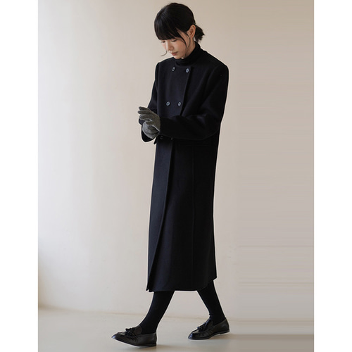 23区 ＊べルテッドツイードロングコート＊ヘリンボーン＊カシミヤ＊サイズ40＊黒 セール】 ループツイードヘリンボーンステンカラーコート