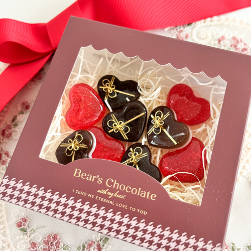 レジン バレンタイン チョコレートハートヘアゴム キッズ ベビー