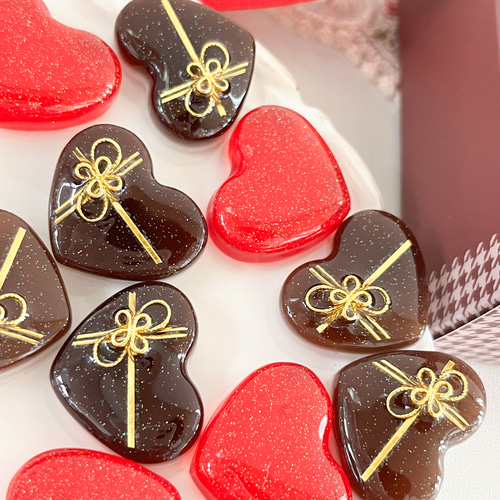 レジン バレンタイン チョコレートハートヘアゴム キッズ ベビー