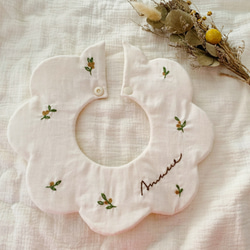 新色ブルー＊ブルー花柄入荷】刺繍♡お名前入り♡ハンドメイドスタイ