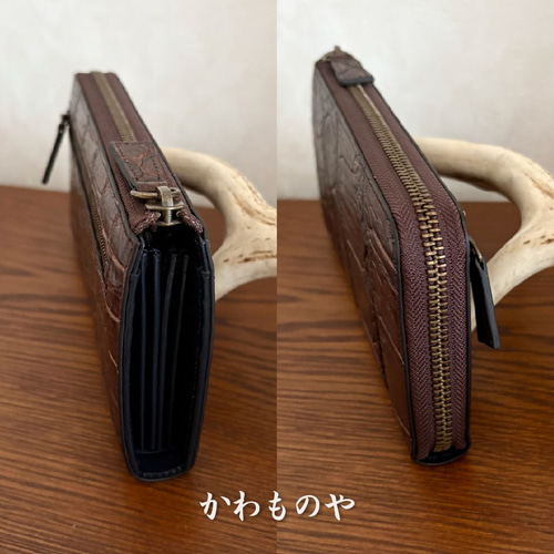 本革 クロコダイル（ワニ革）L字ファスナー長財布 ロングウォレット