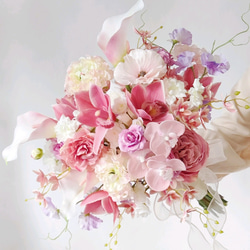 ❤️赤字覚悟❤️アーティフィシャルフラワーブーケ ブーケ ピンクブーケ 結婚式ブーケ アーティフィシャルフラワーのギフトブーケ No.1（Pink