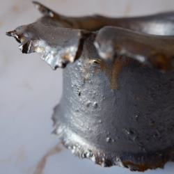 3.5号燻し金彩羽衣鉢780　塊根植物　多肉植物　盆栽　植木鉢　作家鉢　沖縄 2枚目の画像