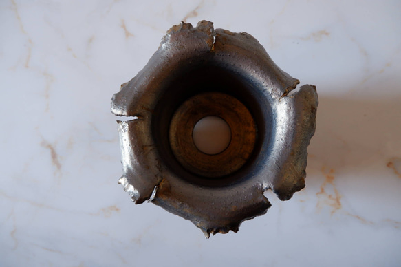 3.5号燻し金彩羽衣鉢780　塊根植物　多肉植物　盆栽　植木鉢　作家鉢　沖縄 5枚目の画像