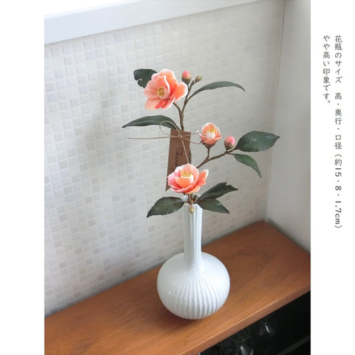 ✿【 粘土置物 】「明け方の空の色？」椿の花枝（東雲色）No.15