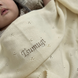 ❁お名前入りblanket❁　ブランケット　おくるみ　新生児　出産祝い　出産準備　ニューボーンフォト　刺繍　ニット　赤ち 6枚目の画像