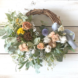 予約販売2月下旬～発送*春のミモザとスターチスのハーフリース リース