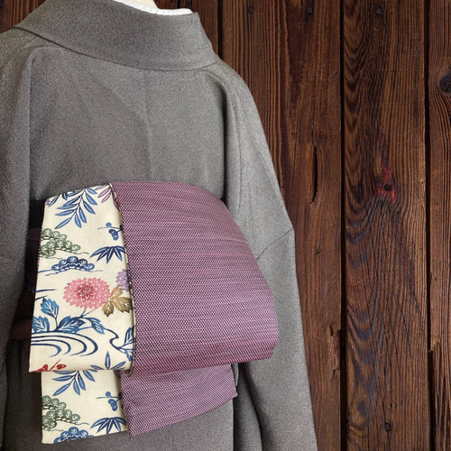 var.95アンティーク着物リメイク 大人の兵児帯 半幅帯 長尺