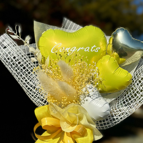 バルーンミニブーケイエロー 卒業式 卒園 発表会 お祝い 結婚