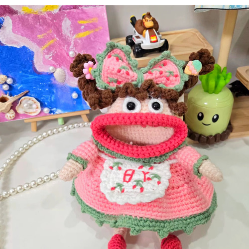 手編み】香腸嘴スマホバッグ｜ブサかわぬいぐるみ斜め掛け｜カップル