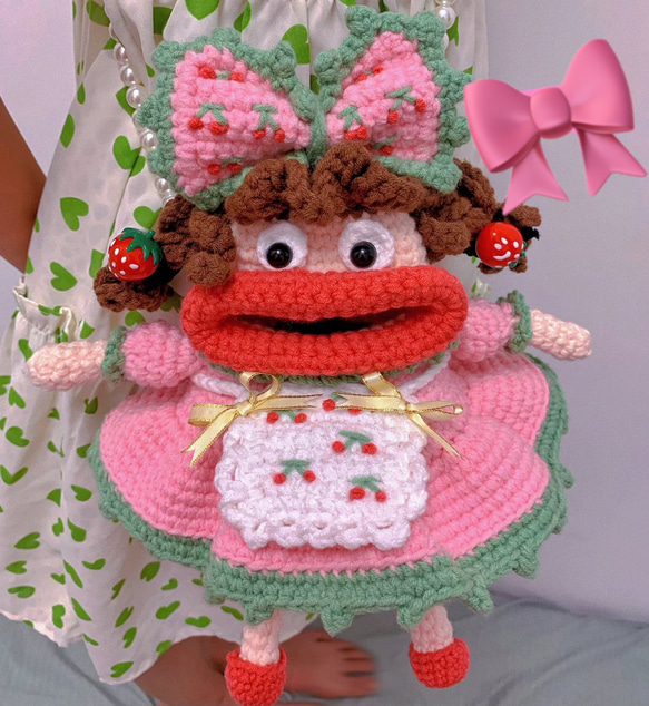 手編み】香腸嘴スマホバッグ｜ブサかわぬいぐるみ斜め掛け｜カップル