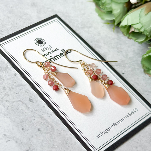 14kgfフォッシルコーラル・アンデシンラブラドライトピアス/イヤリング