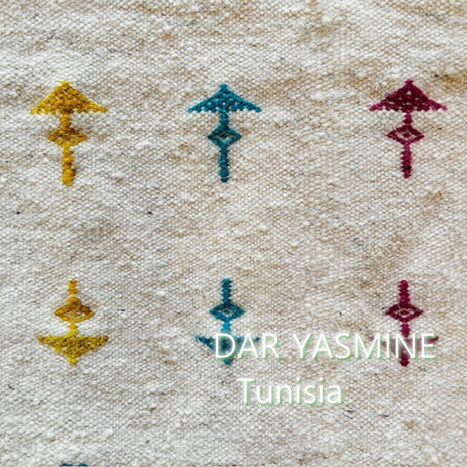 手織りキリム　お守りがたくさん並んでる　 ガフサ102　約65.5×127cm